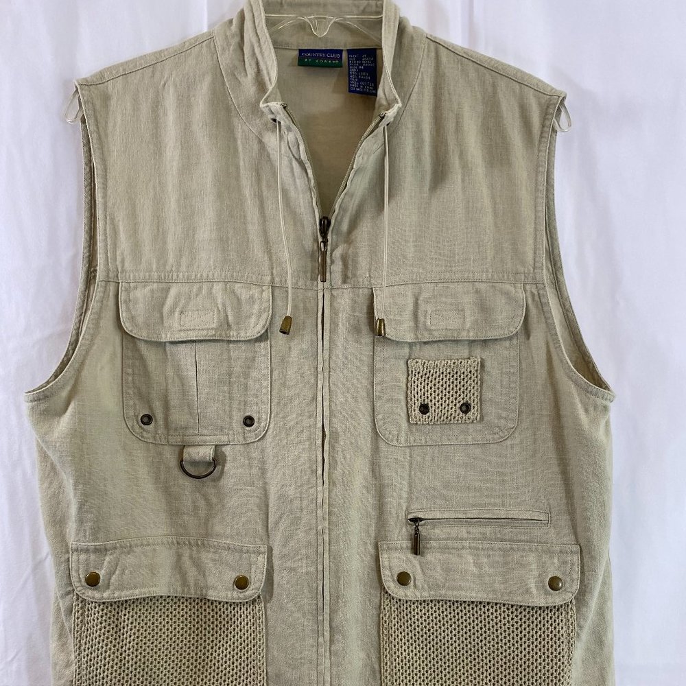 Country Club by Koret Khaki Sleeveless Utility Vest NWOT Women's Size Medium